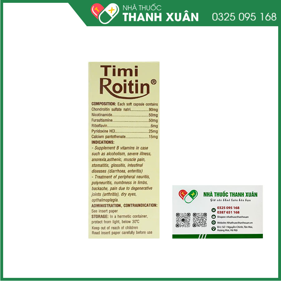 Timi Roitin bổ sung vitamin nhóm B giúp hỗ trợ các vấn đề về dây thần kinh
